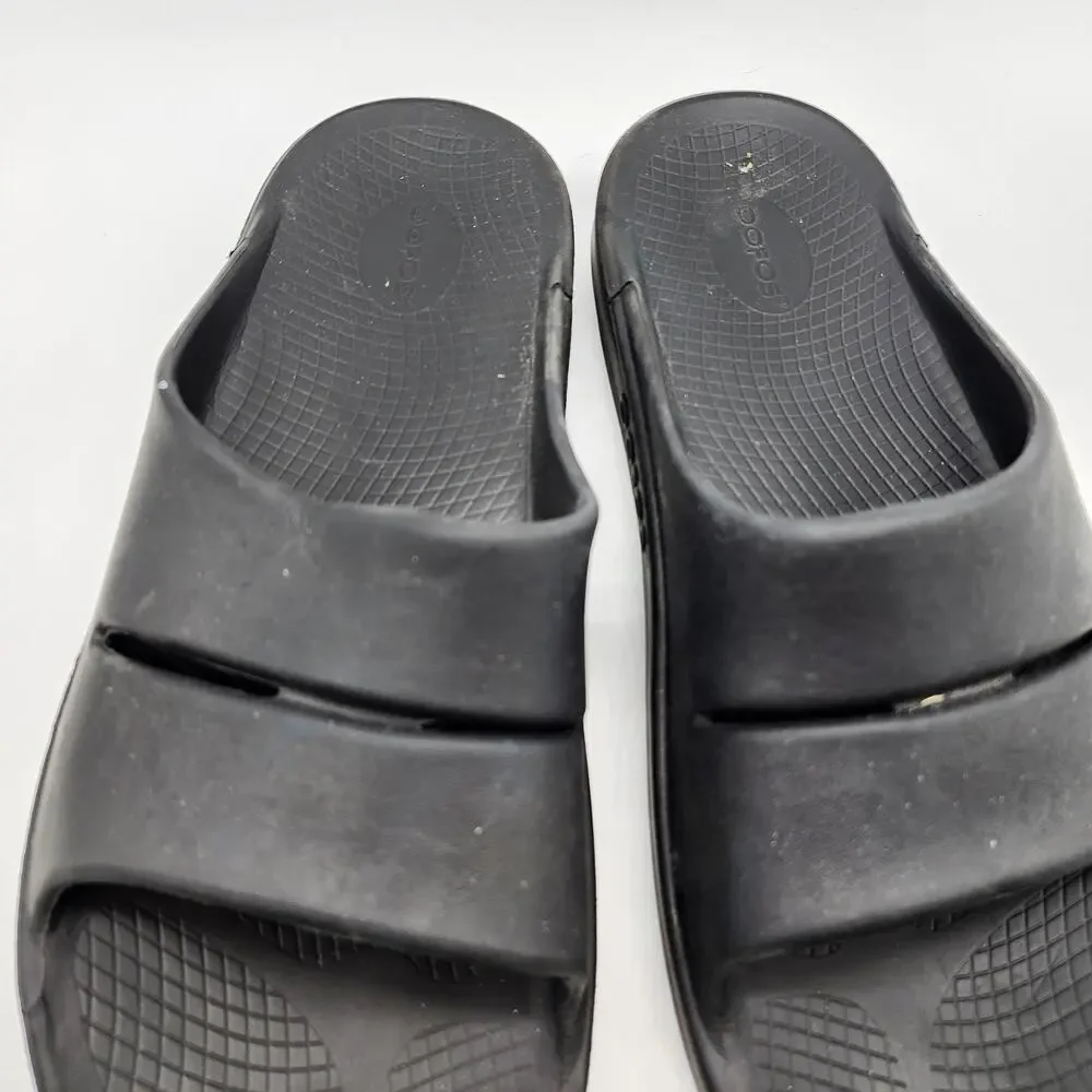 Oofos Ooahh Black Recovery Slide Sandals Men's 14-16 Slip On‎ Open Toe Comfort